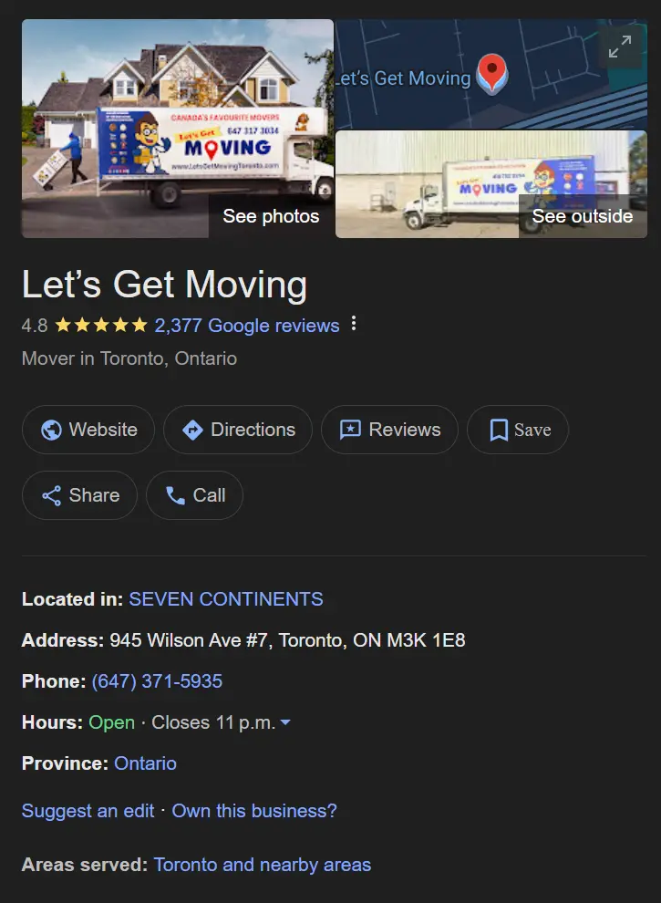 GBP for moving companies