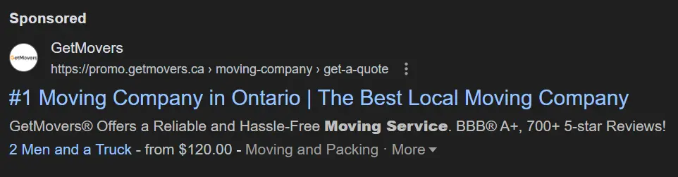 Google ads for moving companies